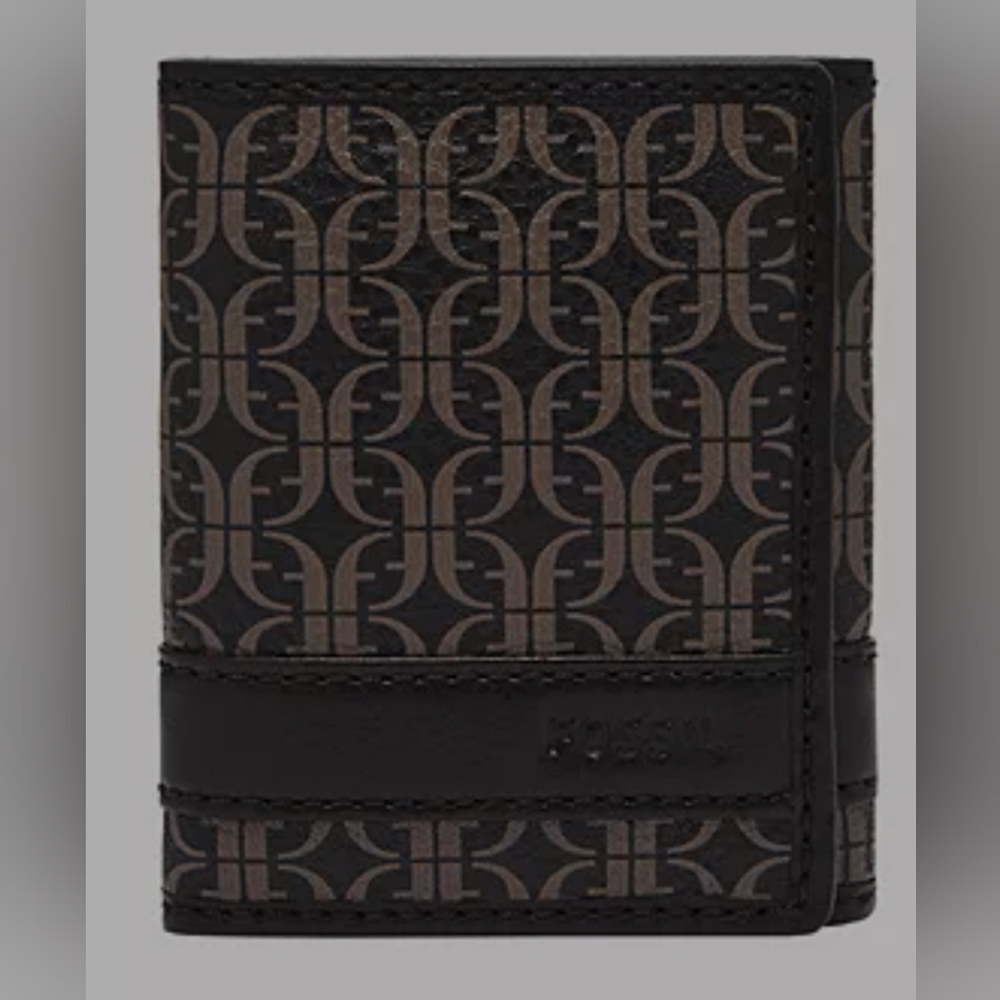 Fossil Men's Lufkin Trifold Wallet Black/Brown‎